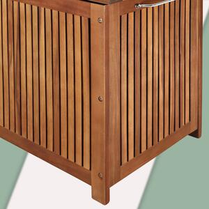 Dřevěný úložný box s kolečky Acacia 117 cm včetně vnitřní plachty