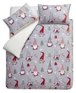Šedé povlečení na dvoulůžko/prodloužené z mikroplyše 230x220 cm Festive Gnomes – Catherine Lansfield