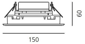 AR T42006ELPTW00 Ego Flat 150 downlight čtverec EL 3000K hliník IK09 - ARTEMIDE