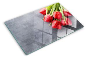 Skleněné krájecí prkénko Tulipány na šedém pozadí ddk-nr-wm-00006562