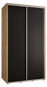 Šatní skříň s posuvnými dveřmi DAVOS 140cm | DUB Artisan / černá / stříbrné