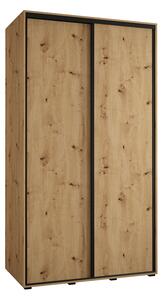 Šatní skříň s posuvnými dveřmi DAVOS 140cm | DUB Artisan / černé pojezdy