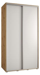 Šatní skříň s posuvnými dveřmi DAVOS 140cm | DUB Artisan / bílá / stříbrné