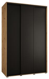 Šatní skříň s posuvnými dveřmi DAVOS 150cm | DUB Artisan / černá / černé pojezdy