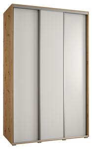 Šatní skříň s posuvnými dveřmi DAVOS 150cm | DUB Artisan / bílá / stříbrné
