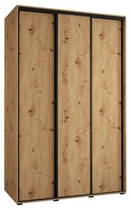 Šatní skříň s posuvnými dveřmi DAVOS 150cm | DUB Artisan / černé pojezdy