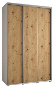 Šatní skříň s posuvnými dveřmi DAVOS 150cm | Bílá / DUB Artisan / stříbrné