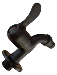 Vodovodní KOHOUTEK ČERNY z nerez oceli 1/2" s adapterem pro hadici, černý matný