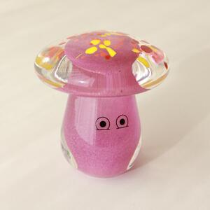 Skleněná figurka Crystal Blob Pink Shroom