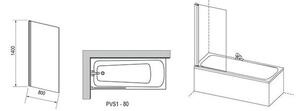 Ravak Pivot Vanová zástěna 80 cm, bílá/transparent PVS1-80 79840100Z1