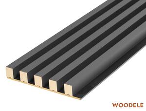 Woodele Robust nástěnné lamely na černé MDF desce 300*2750 Graphite mat ks