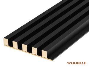 Woodele Robust nástěnné lamely na černé MDF desce 300*2750 Černý mat ks