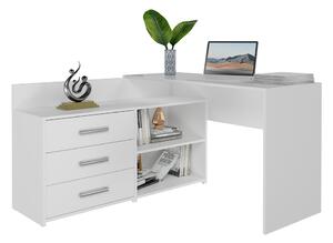 Rohový pc stolek Debio 1 (bílá). Akce -20%