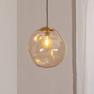 TK Lighting Skleněné závěsné svítidlo Sol, Ø 35 cm, černá/jantarová barva, stmívatelný, Čirá / transparetní, Obývací pokoj / jídelna, Sklo, Moderní