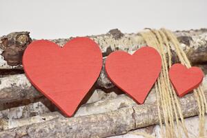 Dřevěné srdce červené, sada 20 ks