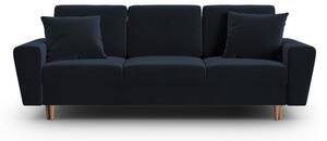 Tmavě modrá sametová rozkládací/s úložným prostorem pohovka 235 cm Kyoto – Cosmopolitan Design