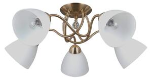 Italux PND-5643-5-HBR přisazené stropní svítidlo Lugano | 40W E27 | mosaz | opálová