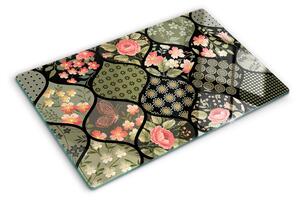 Skleněná deska do kuchyně Květinový patchwork s geometrickými vzory ddk-nr-wm-00006781
