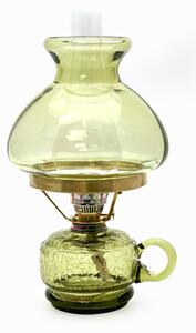 Floriánova huť Petrolejová lampa Monika - lesní zelená krakle - komplet 1