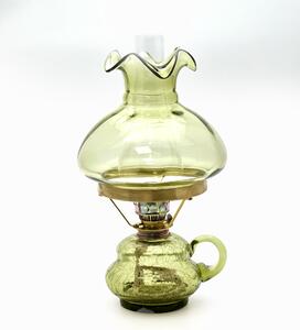 Floriánova huť Petrolejová lampa Anna - lesní zelená krakle - komplet 1