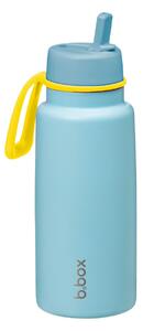 Nerezová termolahev s brčkem, 1l ,b.box, světle modro/žlutá