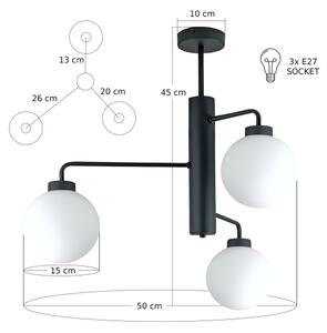 Lustr na tyči FLEX 3xE27/60W/230V černá/bílá