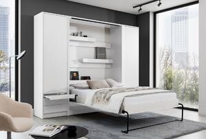 Vertikální sklápěcí postel s psacím stolem s volitelnou skříní 140x200 - Bílý mat