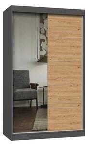 Designová šatní skříň BUFFALO 120A/C, antracit / dub Artisan