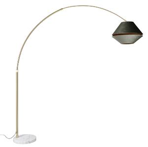 Mosazná oblouková lampa s bílým a dvojitým sametovým stínidlem zelená - XXL