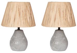 Sada 2 keramických stolních lamp šedá/přírodní ARWADITO