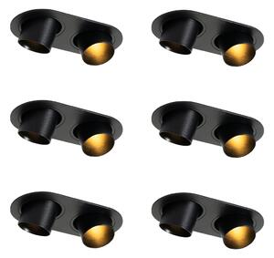 Set van 6 inbouwspots zwart GU10 35mm kantelbaar 2-lichts - Installa