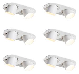 Set van 6 inbouwspots wit GU10 35mm kantelbaar 2-lichts - Installa