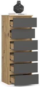 Ak furniture Komoda CL6 s 6 zásuvkami 109 cm dub artisan/šedá
