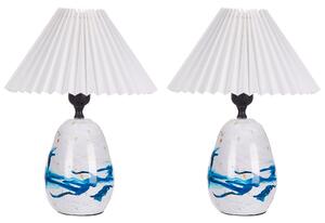 Sada 2 keramických stolních lamp bílé/modré GENFEL