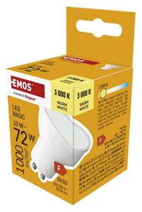 EMOS LED žárovka Basic MR16 bílá / GU10 / 10W (72W) / 1000 lm / teplá bílá