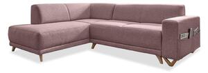 Růžová rozkládací/s úložným prostorem rohová pohovka (levý roh/do L) Classy Sophie – Miuform
