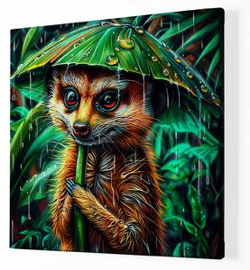 Obraz na plátně - Surikata pod přírodním deštníkem FeelHappy.cz Velikost obrazu: 60 x 60 cm