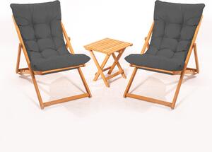 Hanah Home Sada zahradního stolu a židlí (3 kusy) MY005 - Grey, Šedá, Přírodní