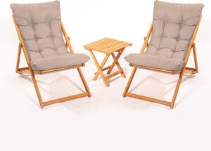 Hanah Home Sada zahradního stolu a židlí (3 kusy) MY005 - Brown, Hnědá, Přírodní
