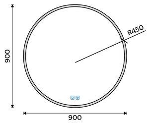 Nimco černé kulaté zrcadlo do koupelny 90 cm s osvětlením ZPC 28003RVX-90