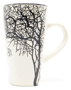 Kameninový hrnek Villa Collection Strom, bílý, vysoký, dánský minimalistický design, 500 ml