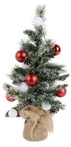 Vánoční stromek bílý s červenou 60 cm vč. LED s časovačem - Jack
