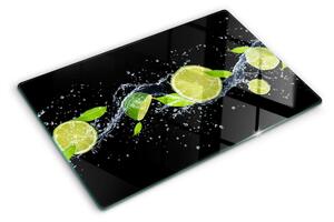 Skleněná krájecí deska Citrony ve vodě s lístky máty ddk-nr-wm-00006913