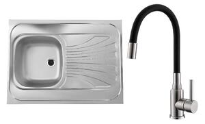 ALVEUS SETA24019-Kuchyňský dřez CLASSIC+dřezová baterie MINTAS 34 cm nerez/černá