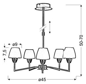Lustr na tyči TOGO 5xG9/40W/230V matný chrom/bílá