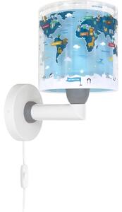 Dalber 40679 - Dětská nástěnná lampa WORLD 1xE27/15W/230V modrá