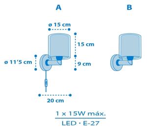 Dalber 40679 - Dětská nástěnná lampa WORLD 1xE27/15W/230V modrá