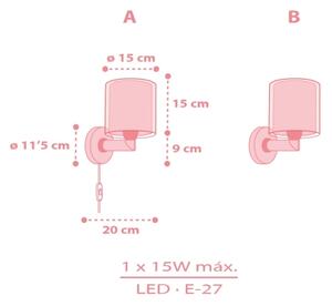 Dalber 41579S - Dětská nástěnná lampa BABY TEDDY 1xE27/15W/230V růžová