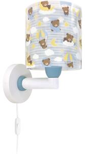 Dalber 41579T - Dětská nástěnná lampa BABY TEDDY 1xE27/15W/230V modrá