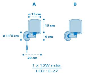 Dalber 41579T - Dětská nástěnná lampa BABY TEDDY 1xE27/15W/230V modrá